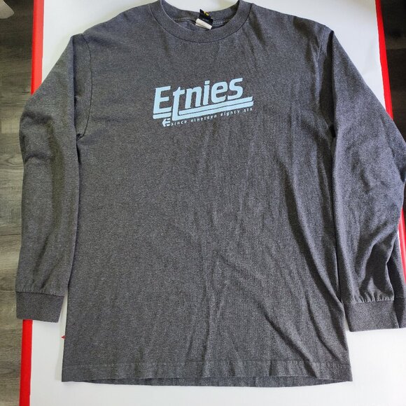 Etnies long sleeve lightweight pullover grey with graphic design men's size M - Picture 1 of 8